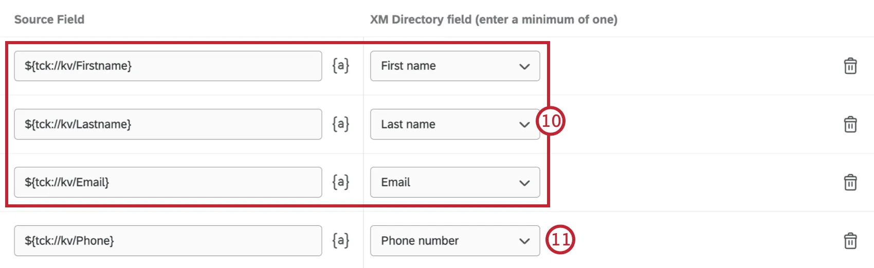 mapping ticket fields to contact list fields