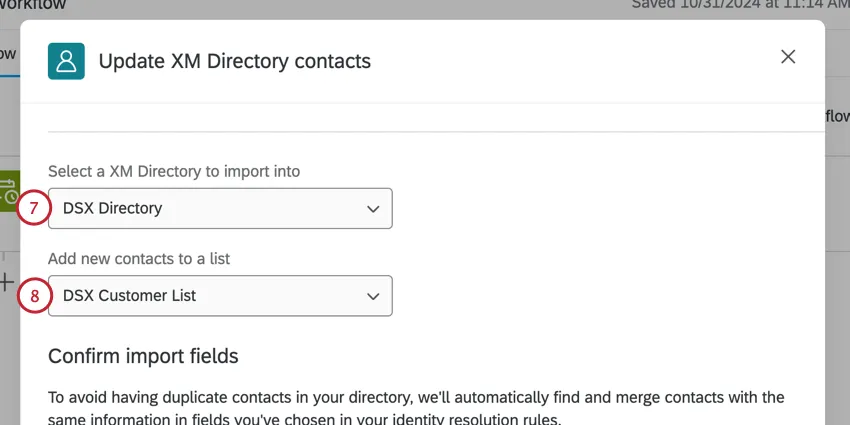 choix dun répertoire et dune liste pour lenregistrement des contacts