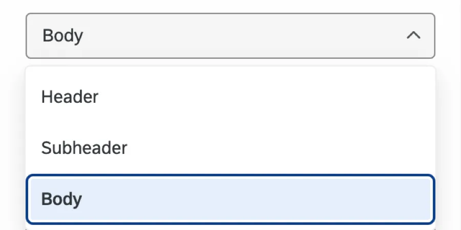 options de type de texte