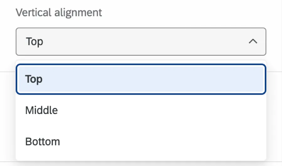 opções de alinhamento vertical