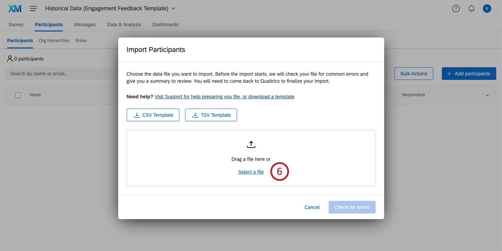 Uploading the historical participant file