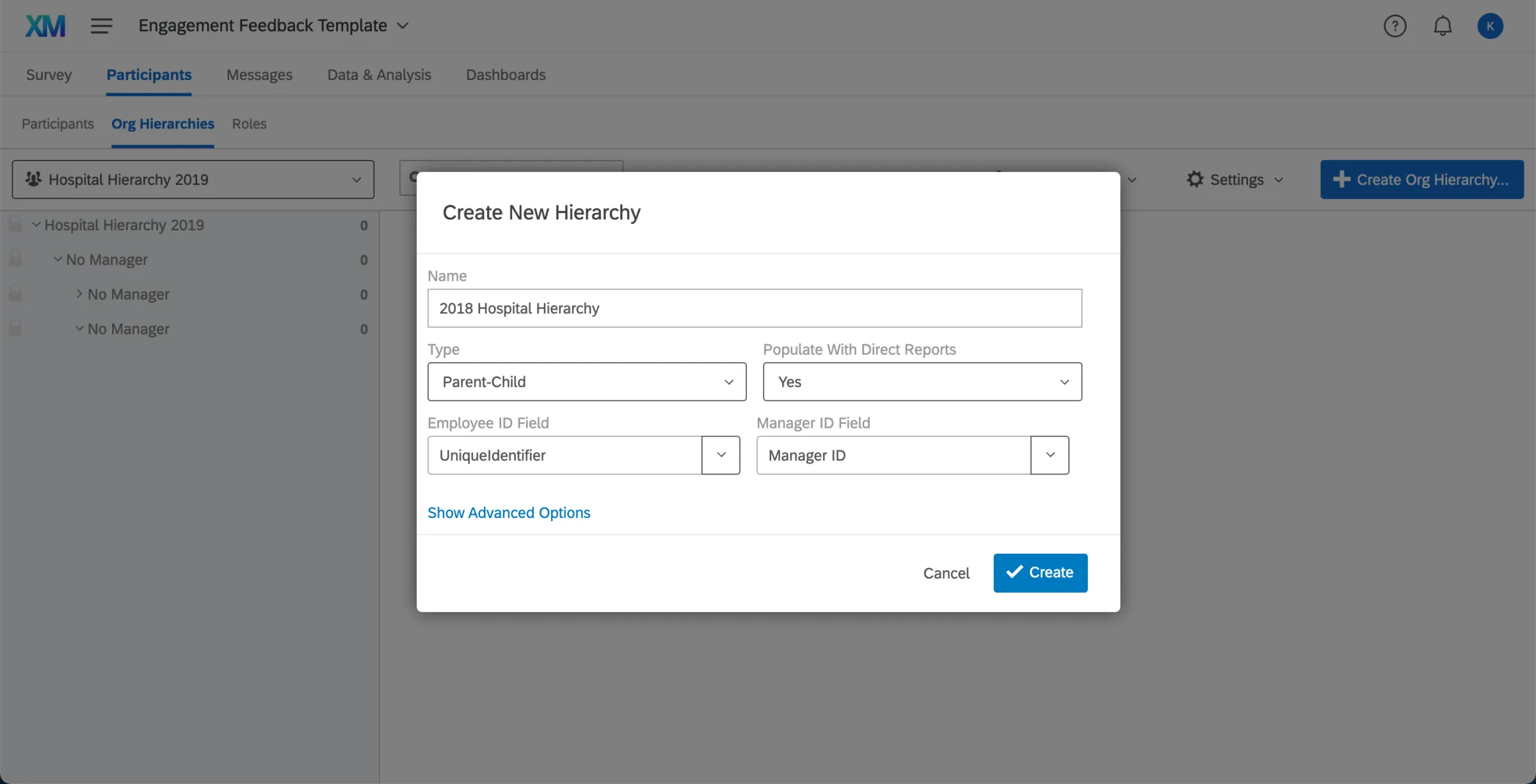 Adding an org hierarchy for the historical data file