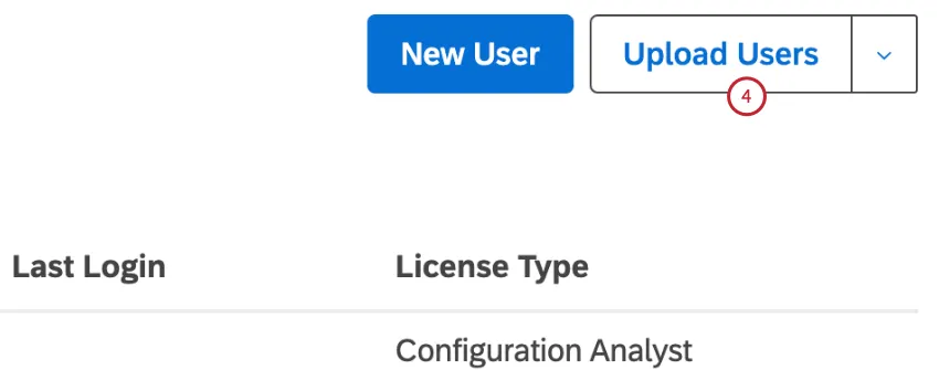 Click the Upload Users button to upload users for the first time.