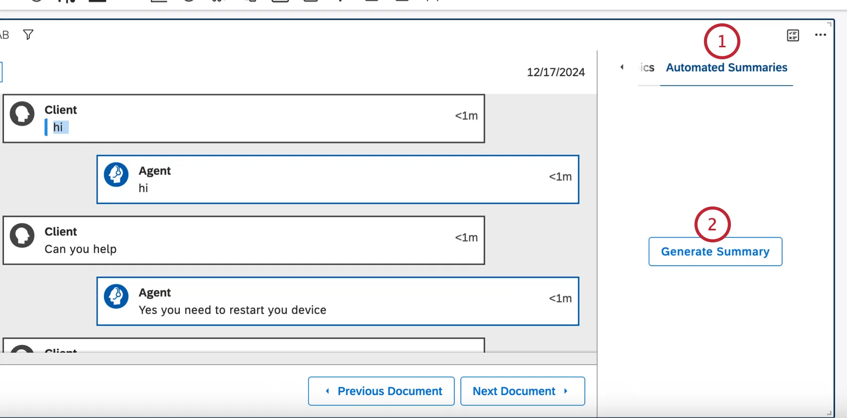 gerar um resumo na seção de resumo automatizado do widget