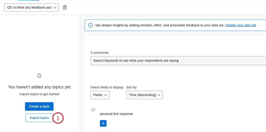 clicking the "import topics" button