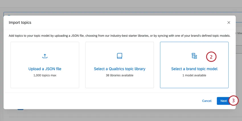 clicking "select a brand topic model"