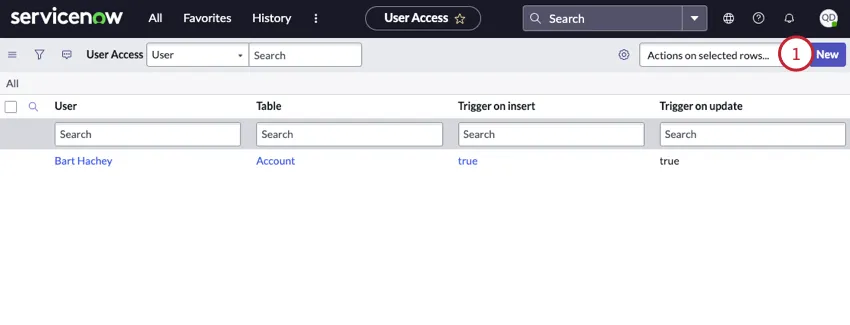 cliquer sur nouveau dans la section daccès au tableau des utilisateurs