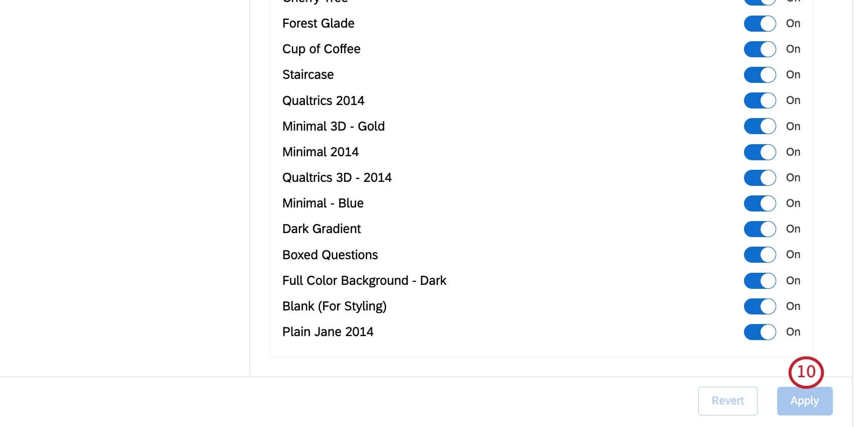 Apply button at the bottom of the list of permissions