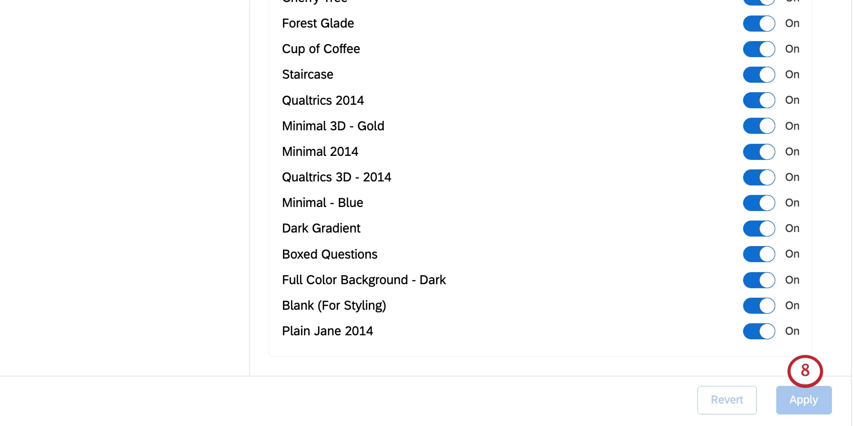 Botón Aplicar en la parte inferior de la lista de permisos