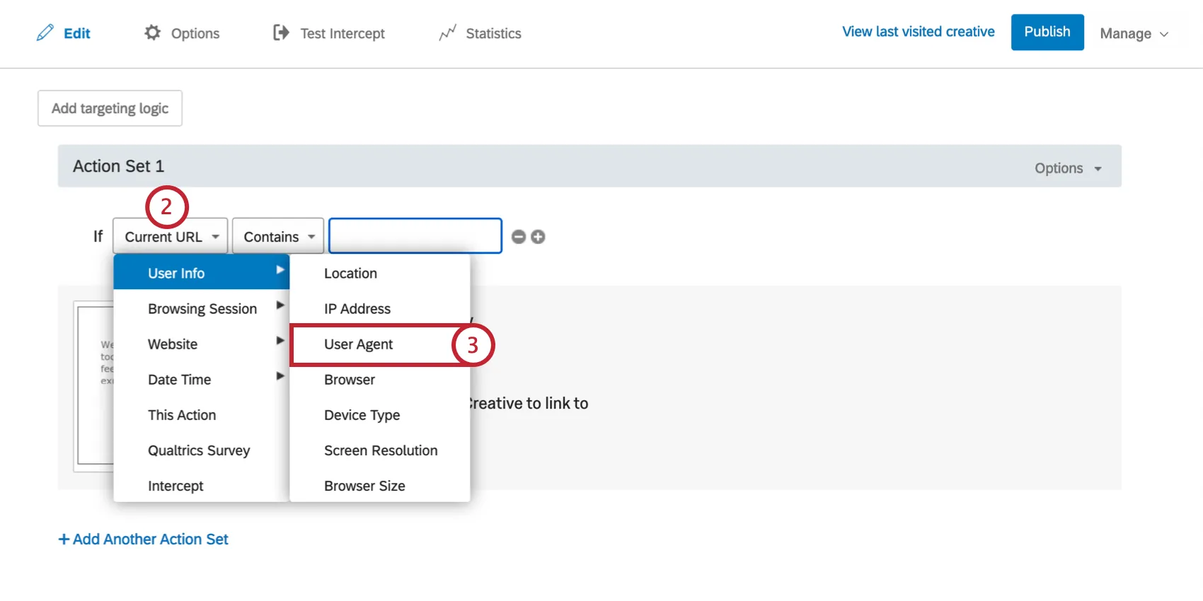 First field is expanded. User Info is highlighted and User Agent is indicated