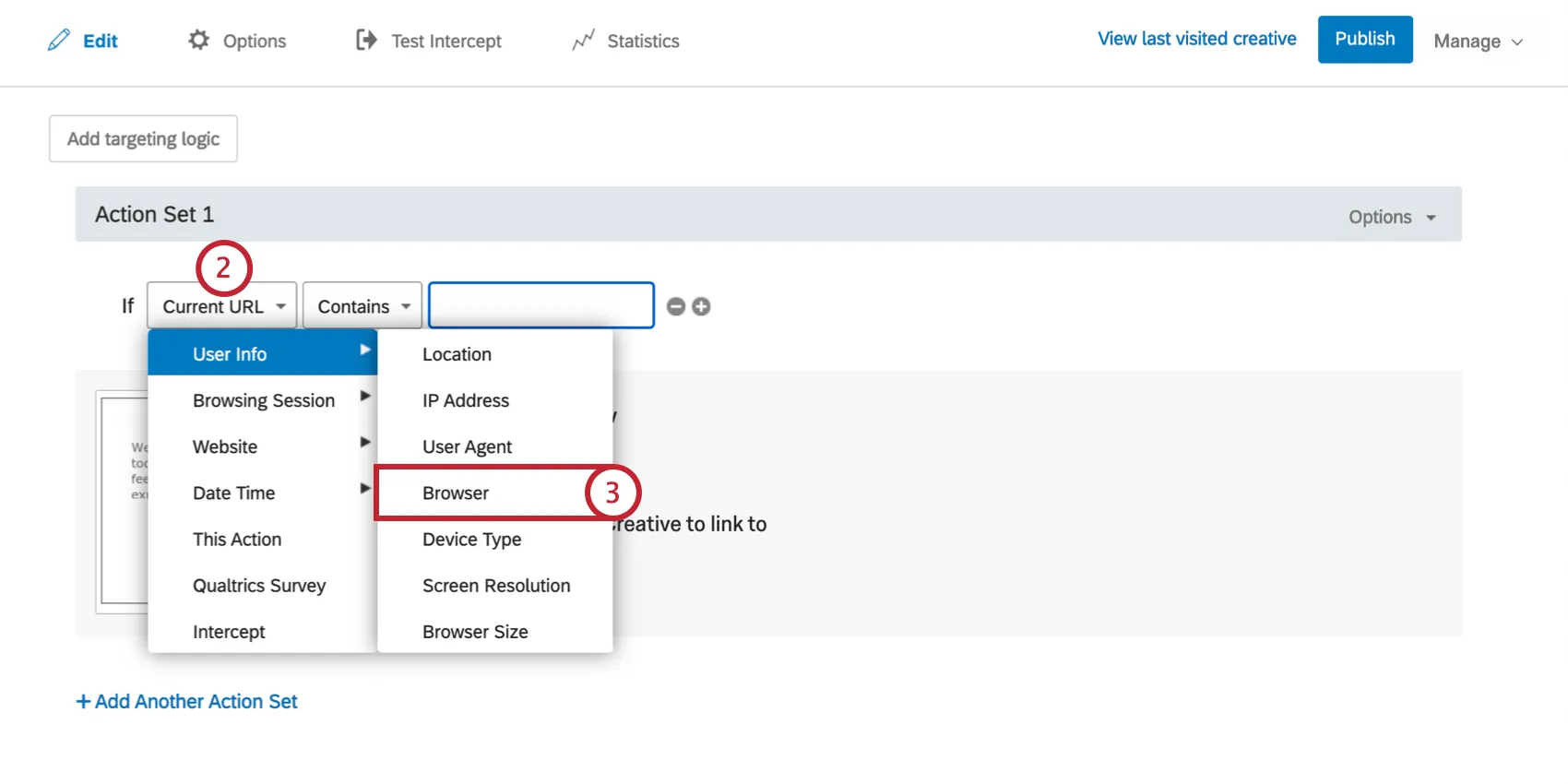 First field is expanded. User Info is highlighted and Browser is indicated