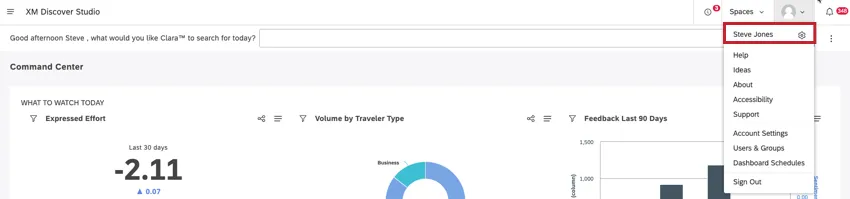 cliccando sullicona del profilo in alto a destra della homepage dello studio si apre un menu