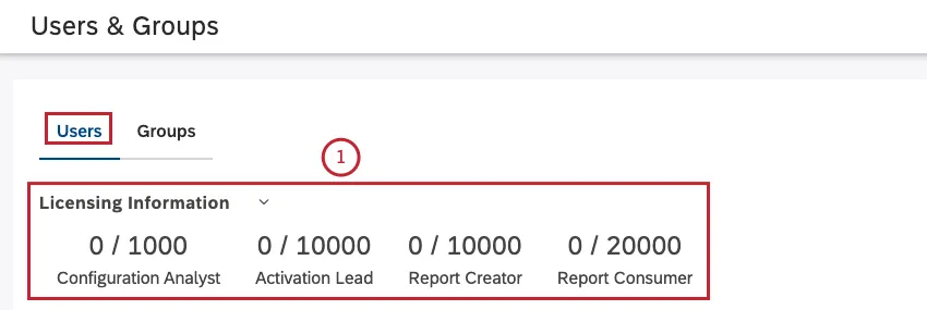 Click Licensing Information to show or hide licensing information such as the number of seats used.