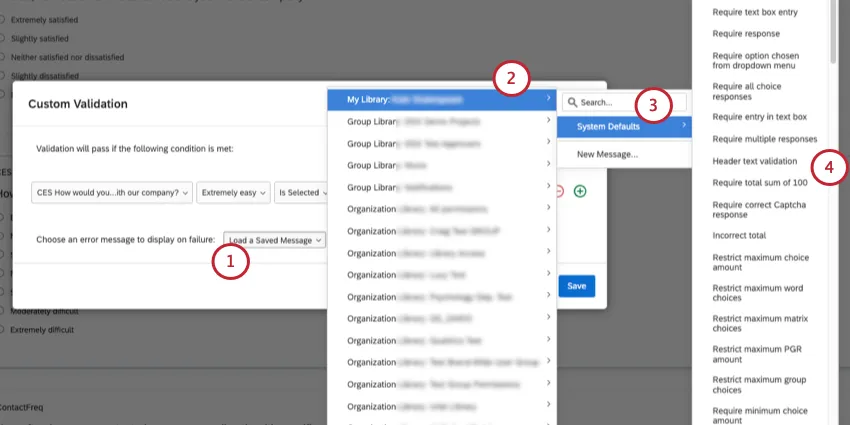 selezionare un messaggio di convalida dalle impostazioni predefinite del sistema