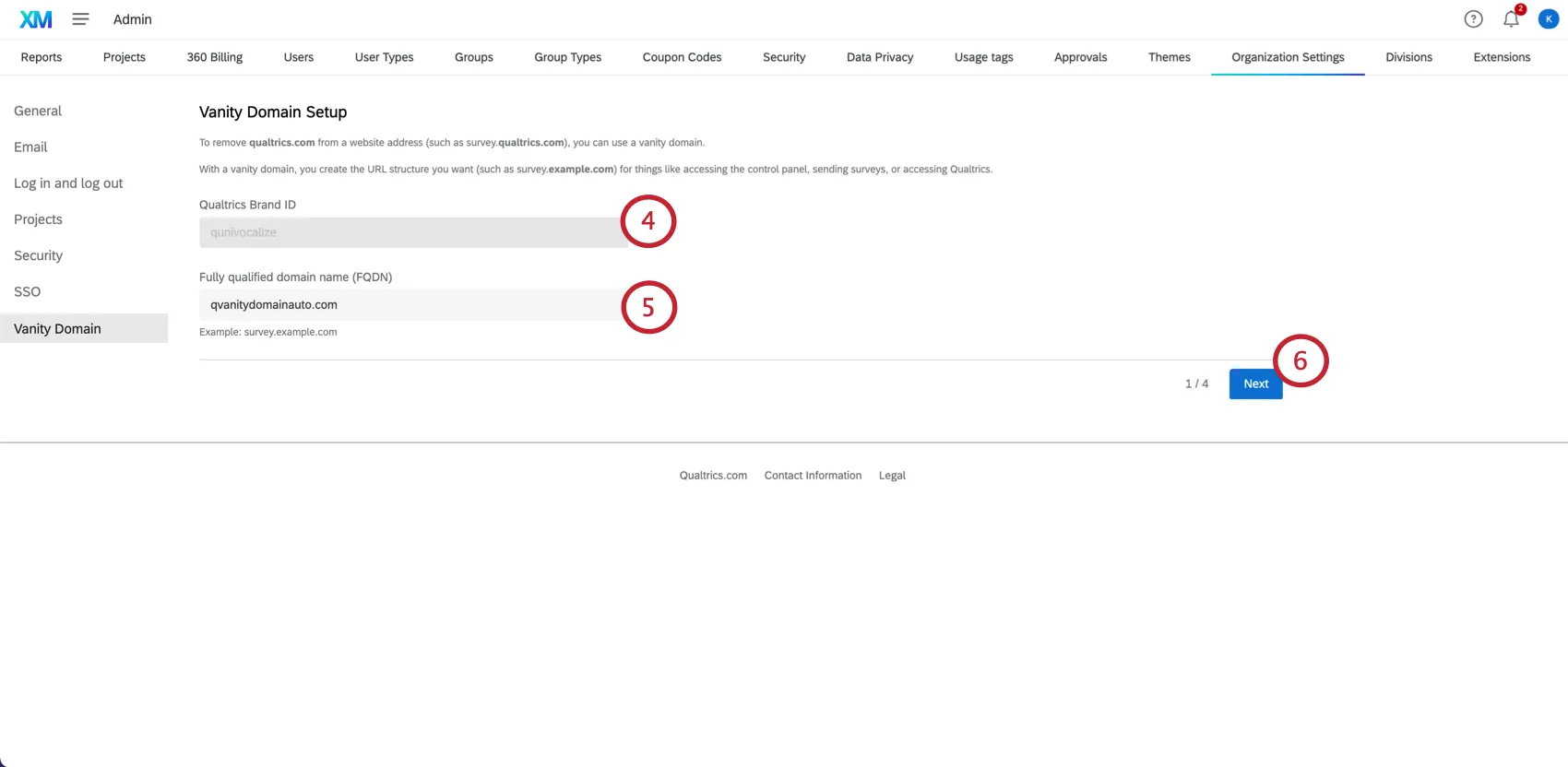 Compilazione dellid del brand per un vanity domain