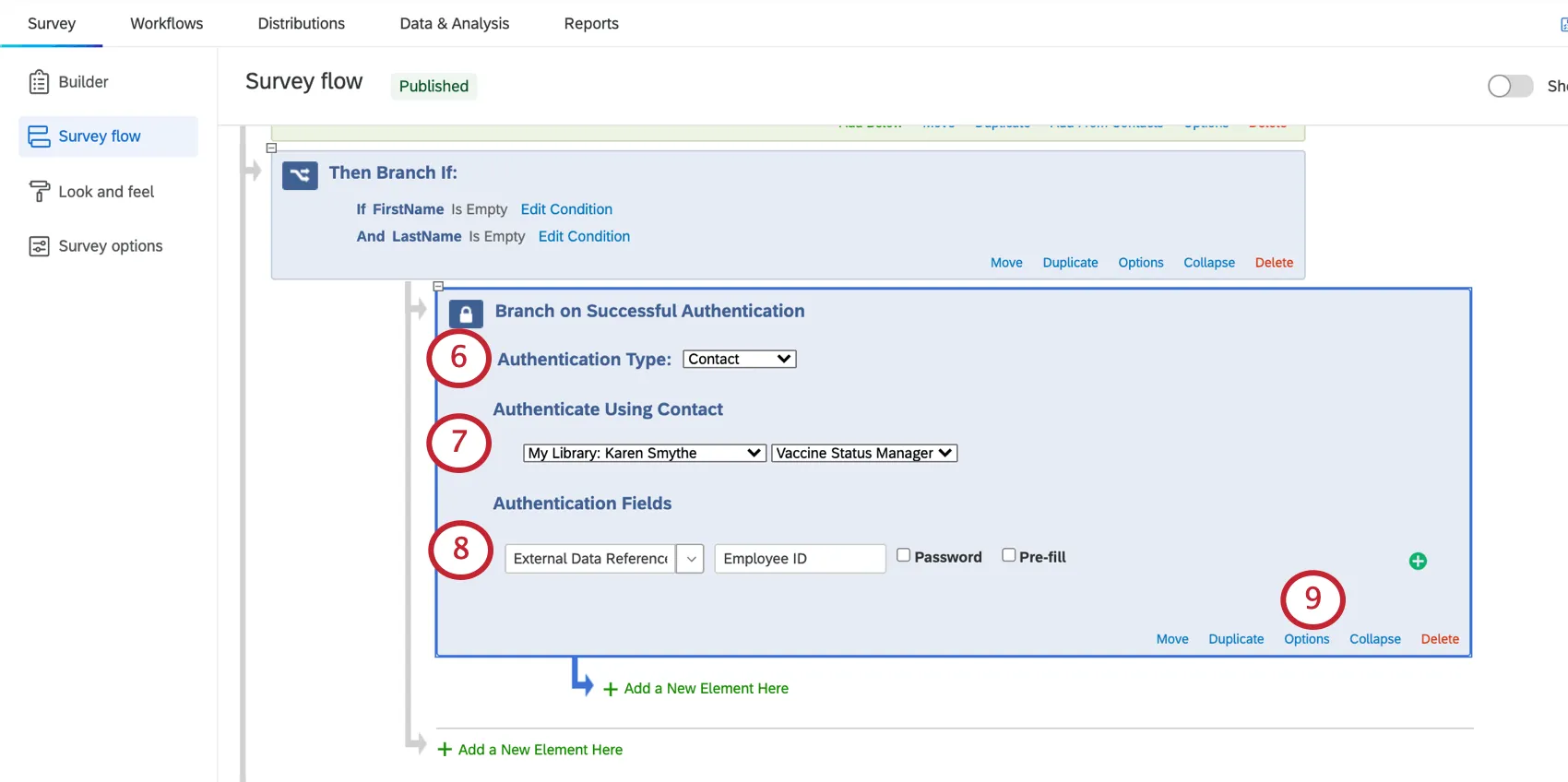 Image of the authenticator with the settings described