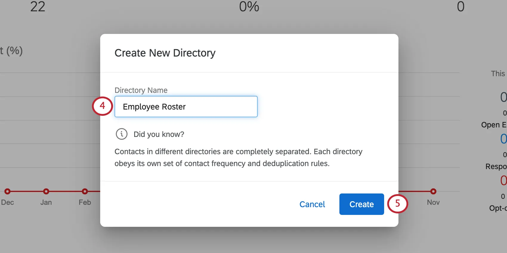 New window opens with field for directory name and blue Save in bottom-right of window