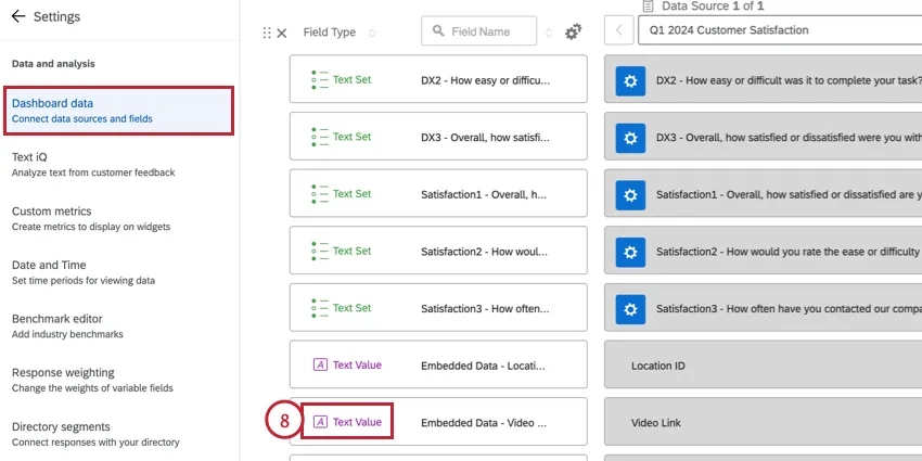 mapping the video link field as a text value in a dashboard