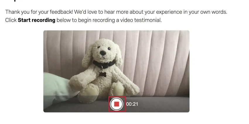 clicking the red square button to stop recording