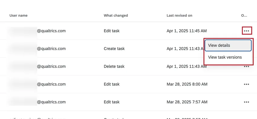 the additional options menu in the revision section of workflows