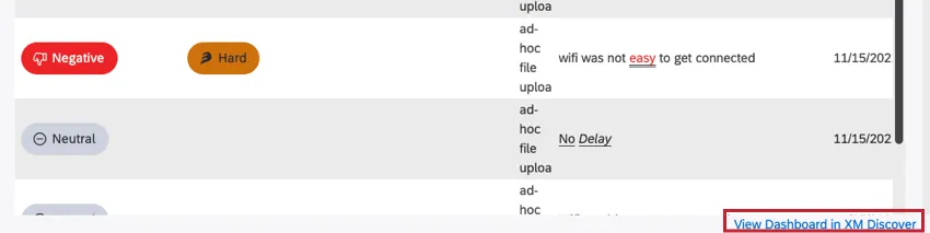 You can also click View Dashboard in XM Discover at the bottom-right of the dashboard to view the dashboard from Studio.