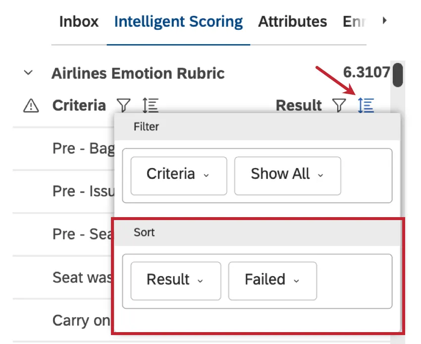 sort icon looks like text