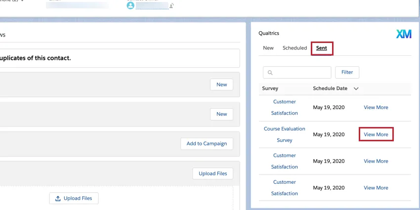 the sent tab of the distribution widget