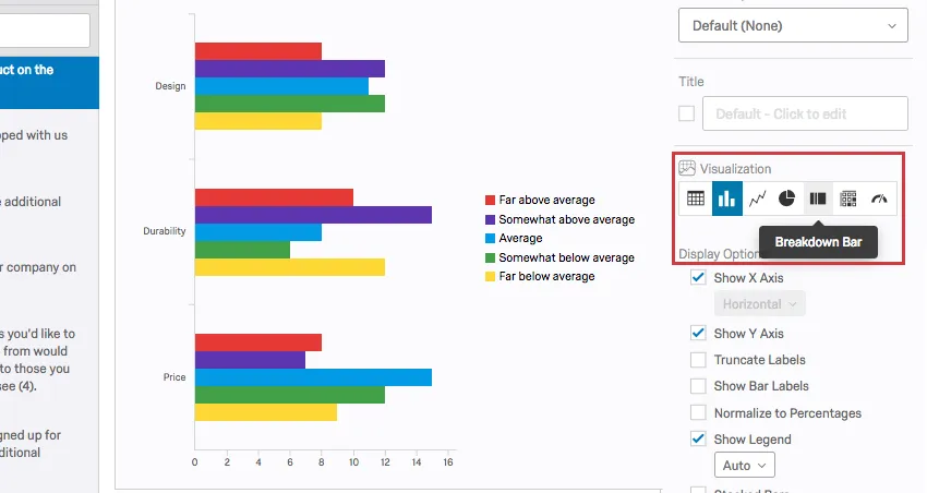 visualization selection menu on the editing pane