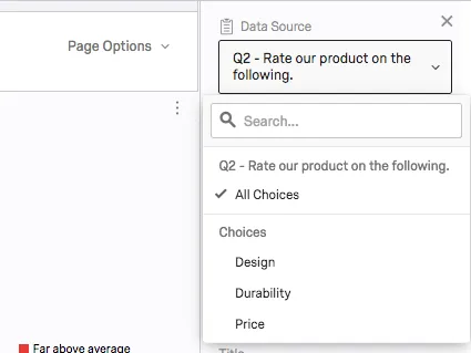 on a multi-statement question, you can choose all or one statement at a time for data source