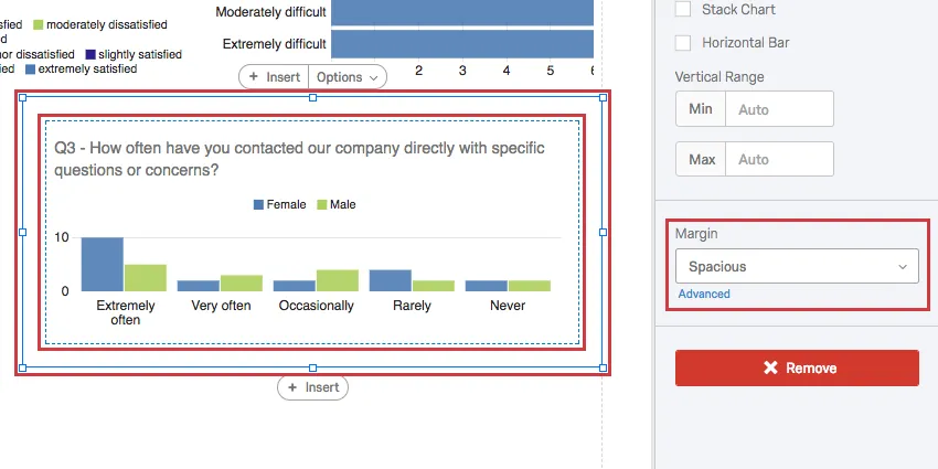 Margin in visualization editing pane adjusting the blue outlines around the visualization