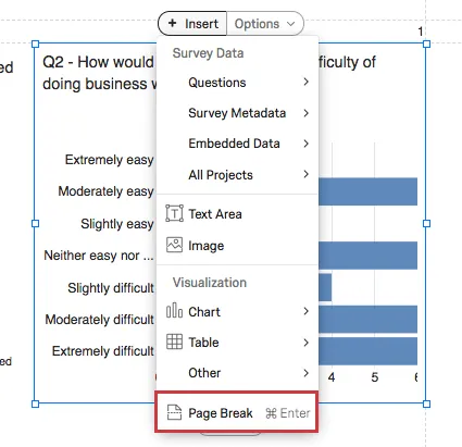 Page break option under the Insert button