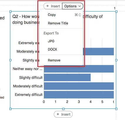 Options button on a visualization expanded