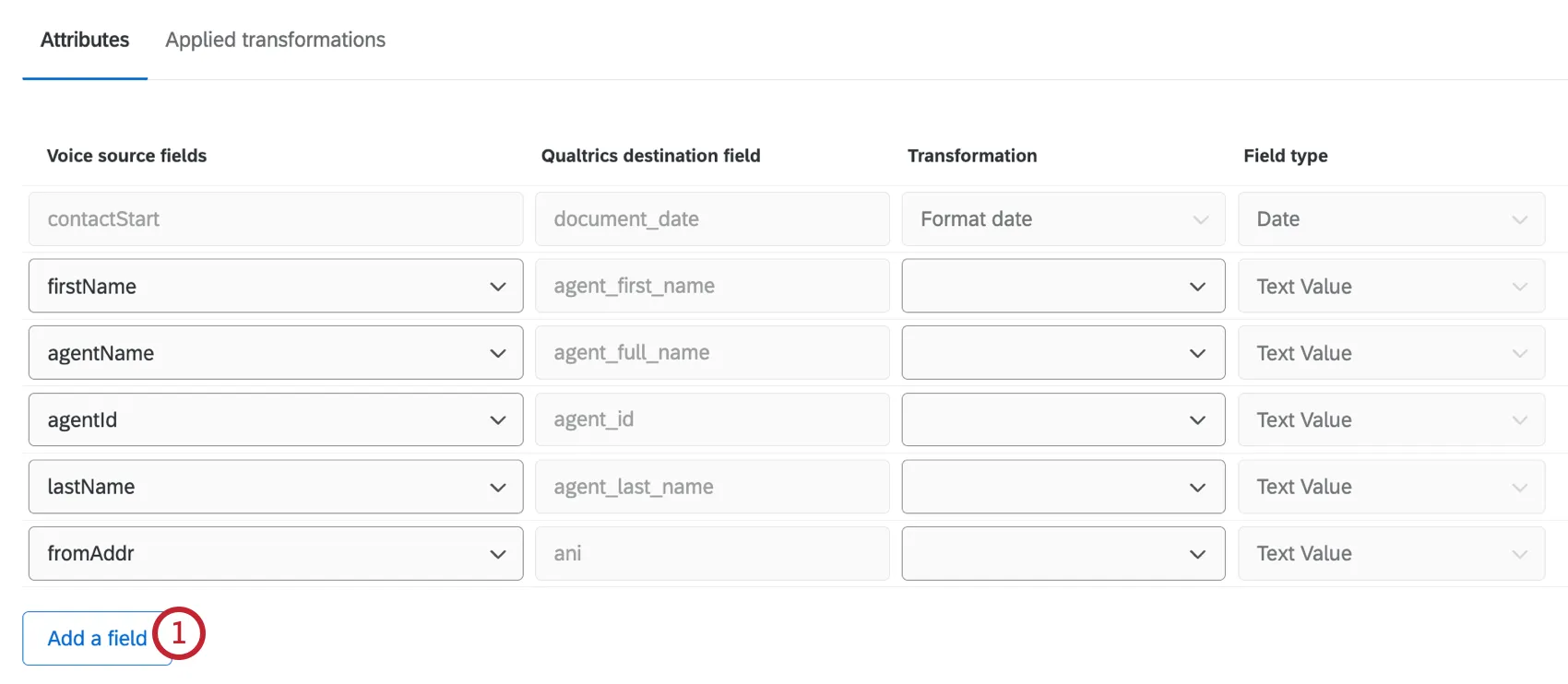 adicionar um botão de campo destacado na parte inferior da tela de mapeamento de atributo