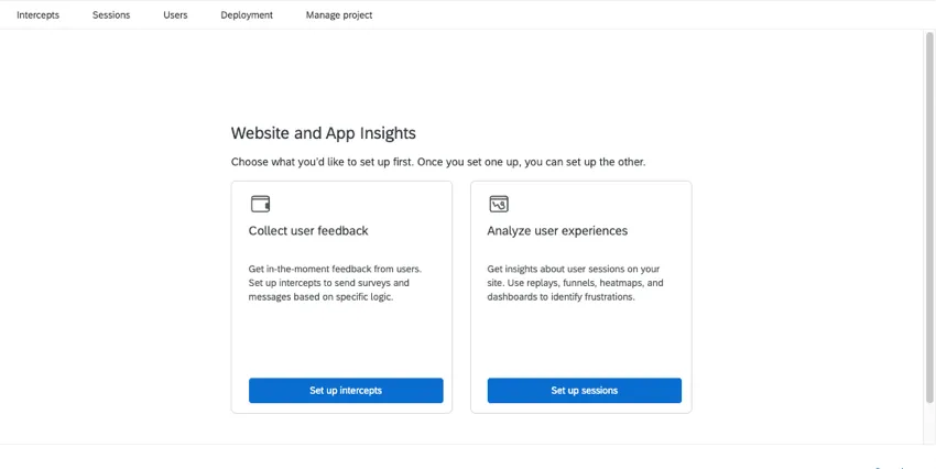 image of 2 large tiles, one says collect user feedback and the other says analyze user experiences