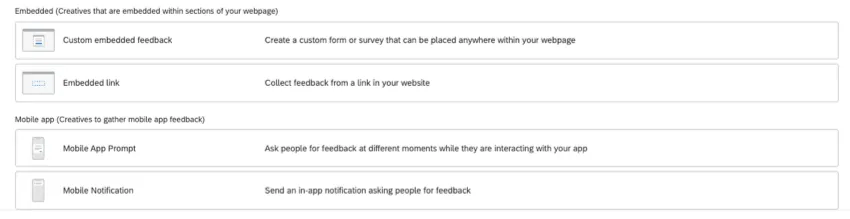 a series of creatives, included those you embed in pages and mobile app friendly ones