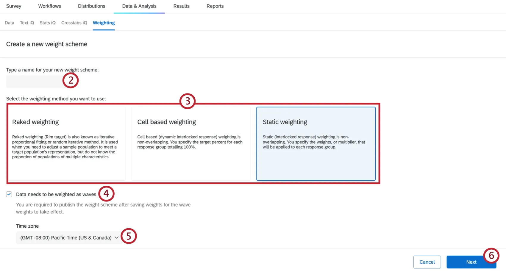configuração de um novo esquema de pesos