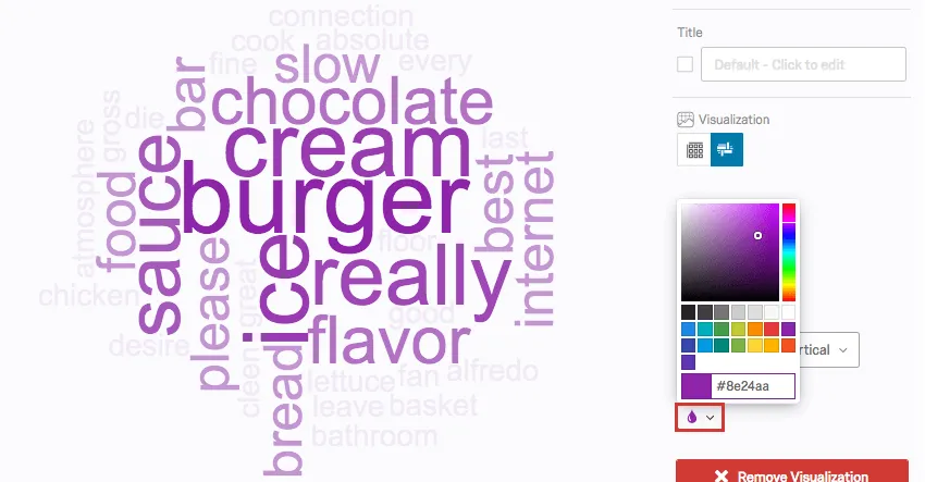 drop button allows you to change the color of the words