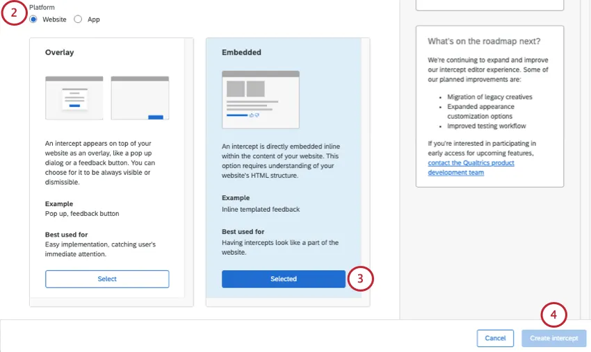 selecting the web embedded option