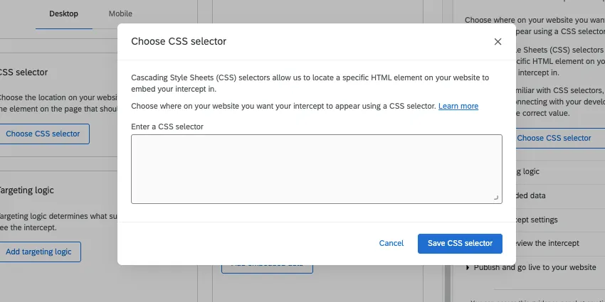 、Cssセレクタを貼り付ける新しいウィンドウが開きます。