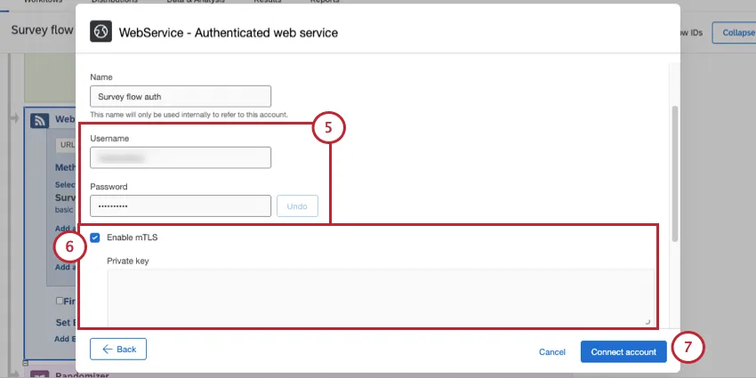 ausfüllen und Speichern von Webdienst-Anmeldeinformationen