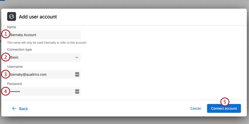 aggiunta di un nuovo account di autenticazione di base
