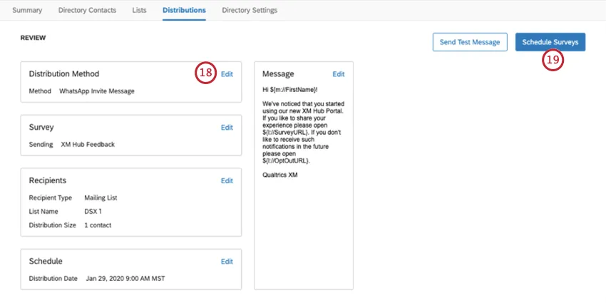 Pagina finale prima dellinvio della distribuzione