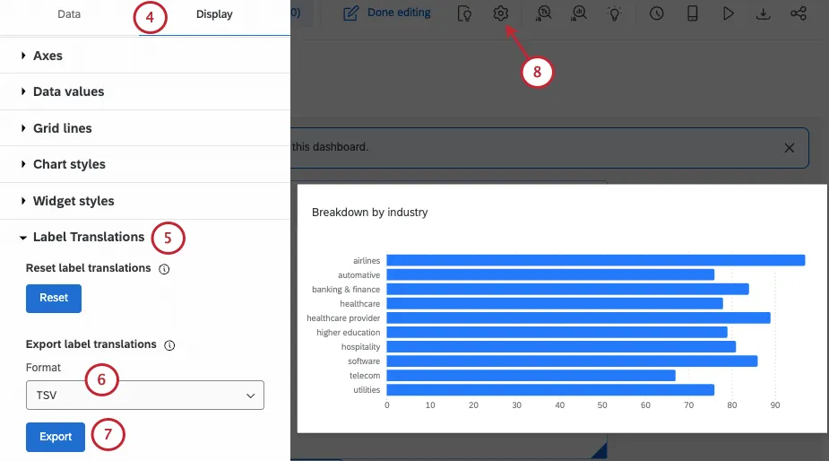 opening display settings to label translations
