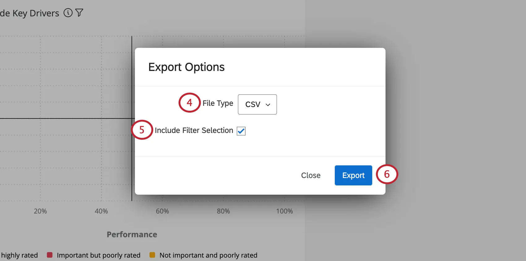 new window where you choose export settings