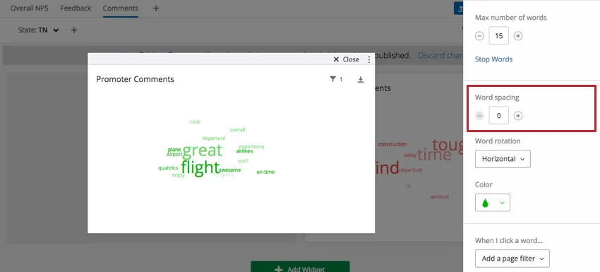 Word spacing options