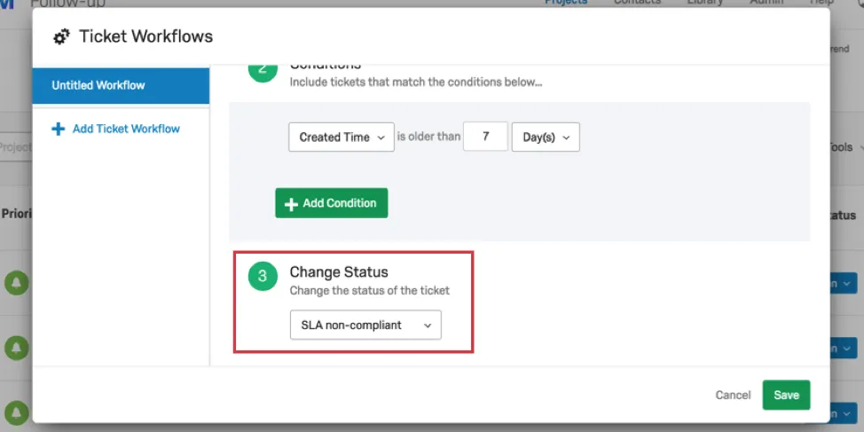 Change Status SLA non compliant