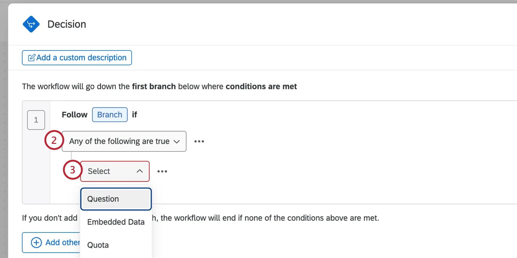 choosing the field for the condition
