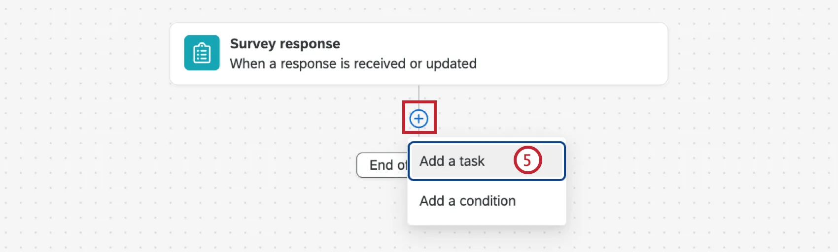 clicking the plus sign and then task