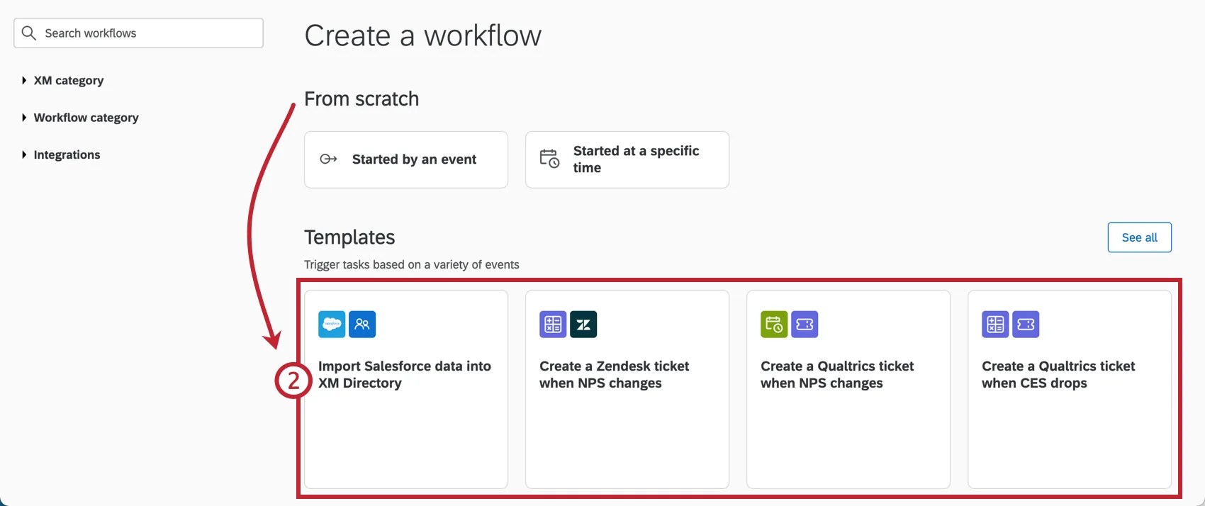 Auswahl einer zu verwendenden Workflow-Vorlage