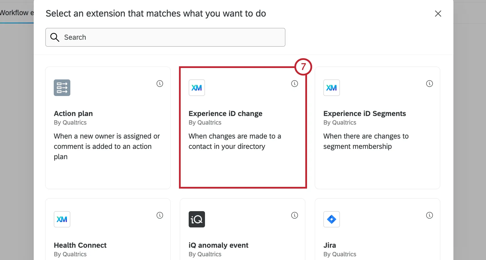 experience id change évènement sélectionné